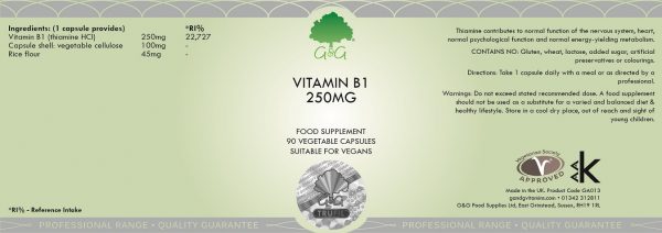 Vitamin B1 Thiamine 250mg - 90 Capsules