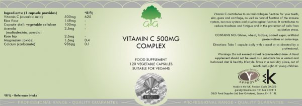 Vitamin C Complex 500mg - 120 Capsules