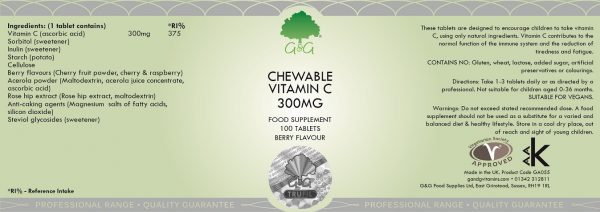Chewable Raspberry Vitamin C Tablets - 300mg