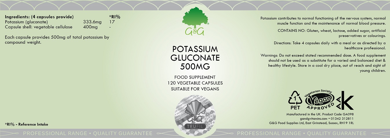 Глюконат калия (Potassium Gluconate) 500 мг – 120 капсул | Самые лучшие ...
